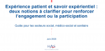 Expérience patient et savoir expérientiel : deux notions à clarifier pour développer l’engagement ou la participation